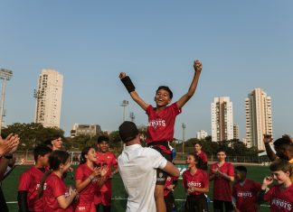 O NFL Flag 2024 agitou o Parque Ceret, em São Paulo, com craques entre 12 e 14 anos. Foto: Tuane Fernandes