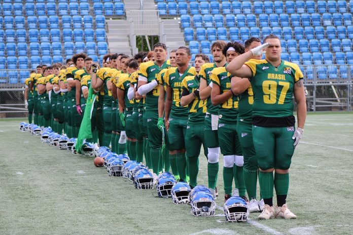 A Seleção Brasileira Sub-20 ficou em oitavo lugar no Mundial do Canadá. Foto: IFAF