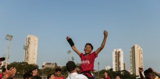 O NFL Flag 2024 agitou o Parque Ceret, em São Paulo, com craques entre 12 e 14 anos. Foto: Tuane Fernandes