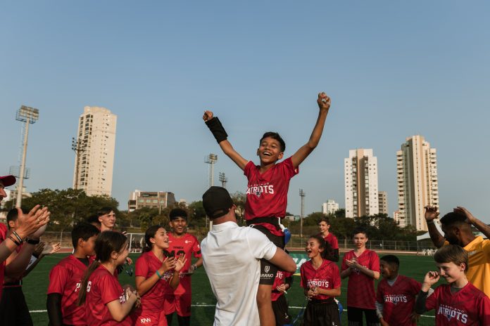 O NFL Flag 2024 agitou o Parque Ceret, em São Paulo, com craques entre 12 e 14 anos. Foto: Tuane Fernandes