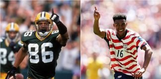 Antonio (esquerda) e Alex (direita): destaques em suas respectivas modalidades esportivas. (Foto: Jonathan Daniel/Allsport; Jared C. Tilton/FIFA)
